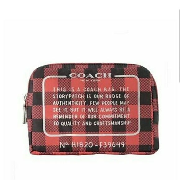 COACH RED AND BLACK GINGHAM PACKABLE TOTE - Picture 5 of 5